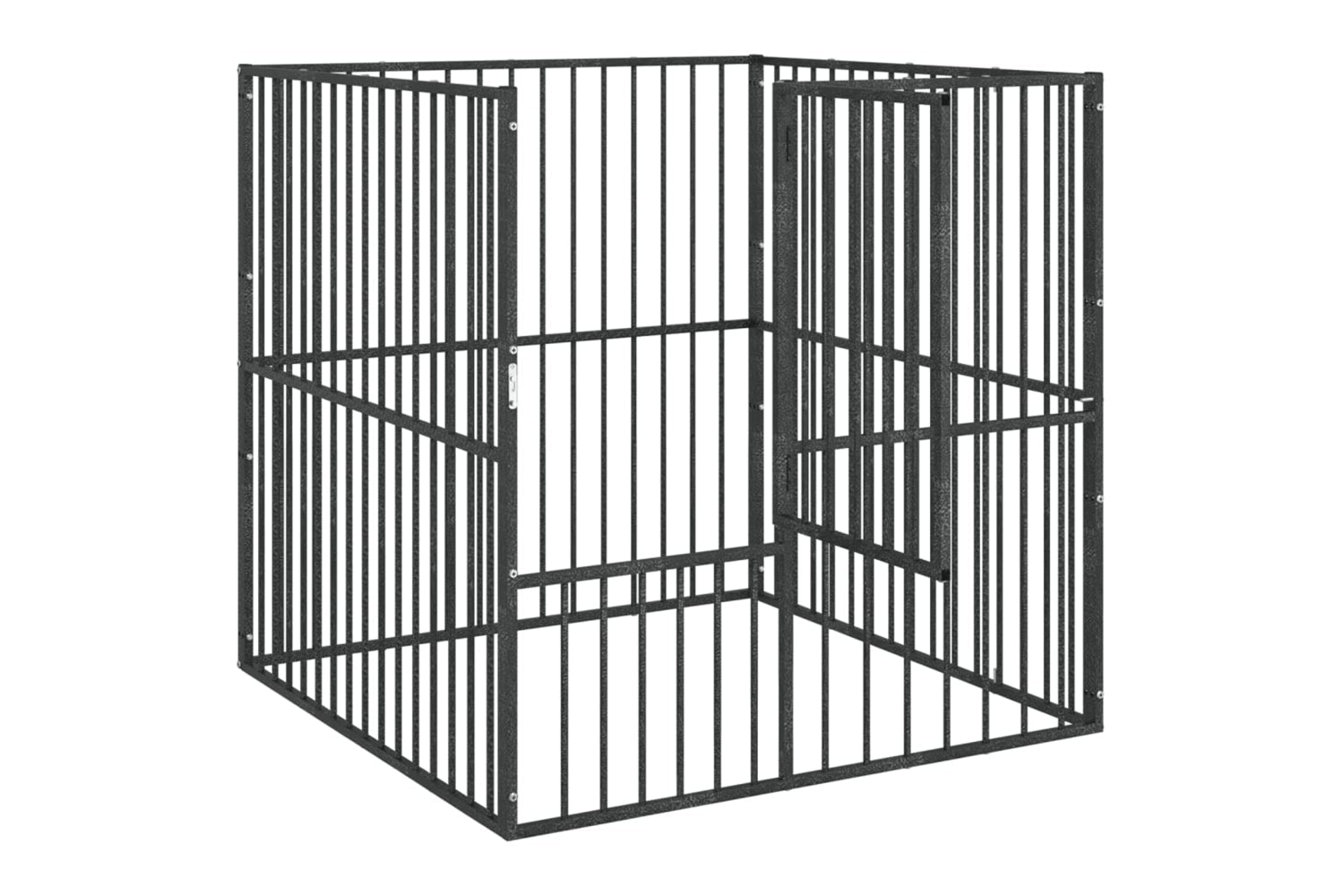 Vidaxl 172210 Dog Playpen 4 Panel Black Galvanised Steel-3