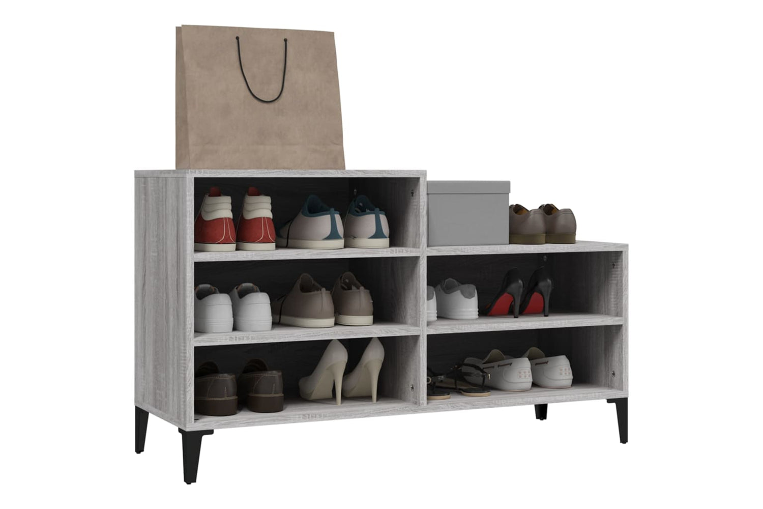 vidaXL 819738 Shoe Cabinet Grey Sonoma 102x36x60cm Engineered Wood-3