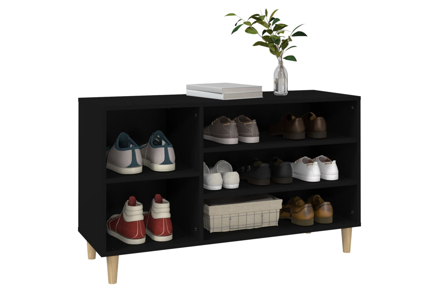 vidaXL 819741 Shoe Cabinet Black 102x36x60cm Engineered Wood-3