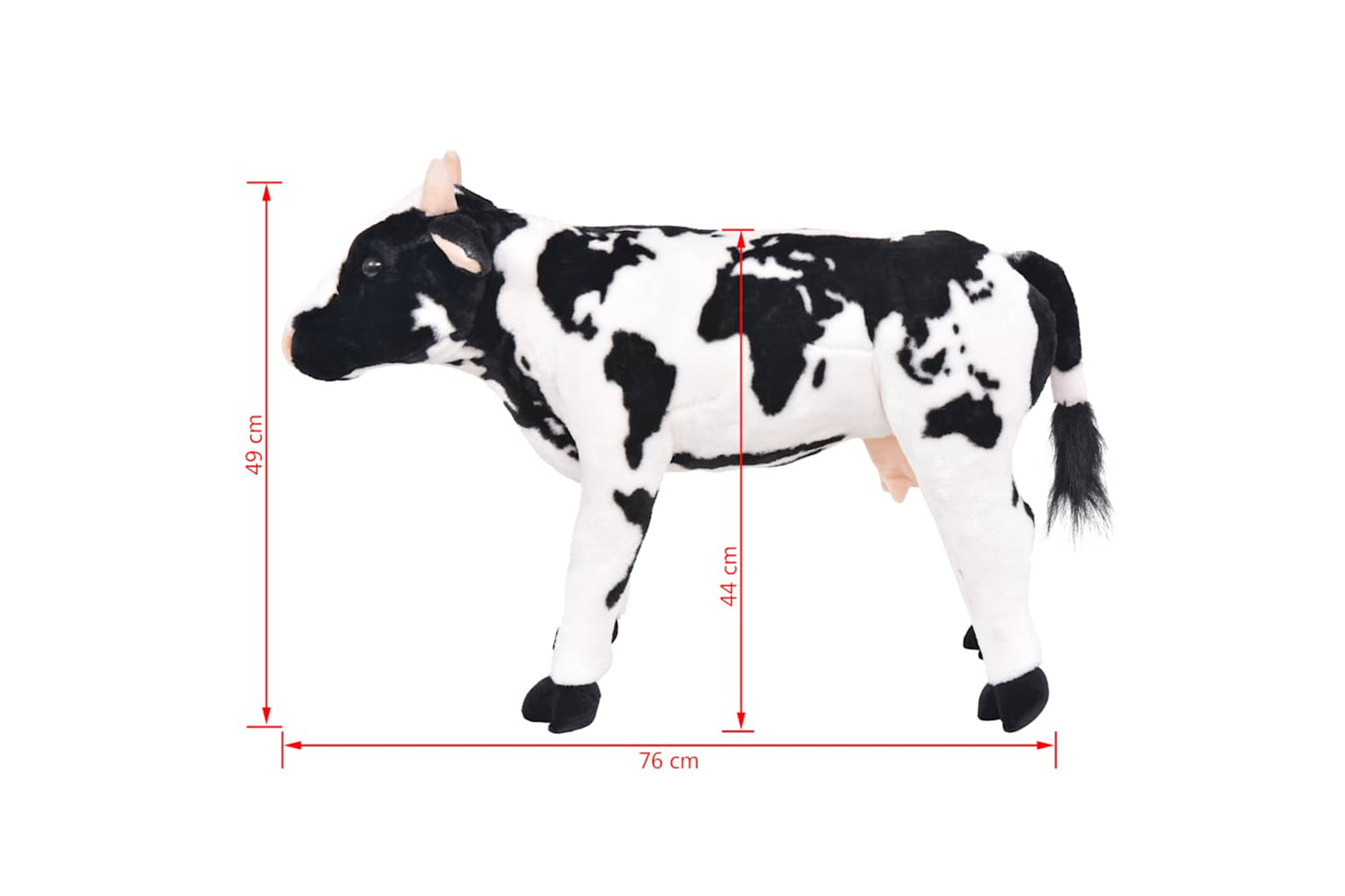 vidaXL 91342 Standing Plush Toy Cow Black And White Xxl-5