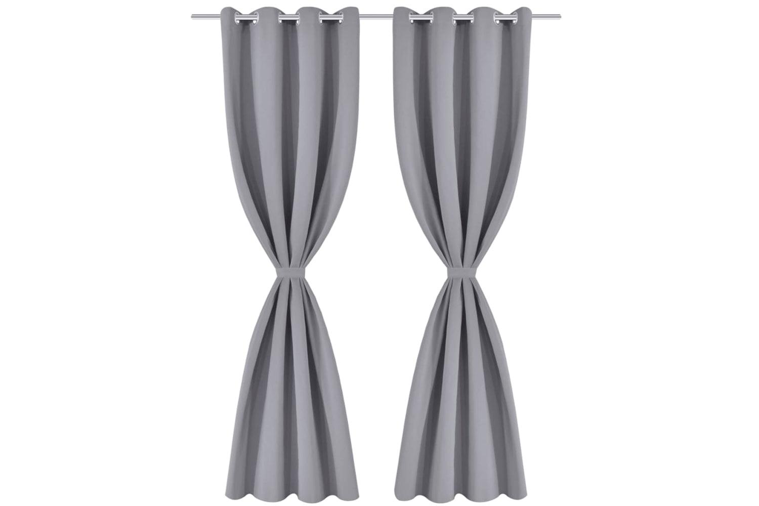 vidaXL 130375 2 Pcs Grey Blackout Curtains With Metal Rings 135 X 245cm-2