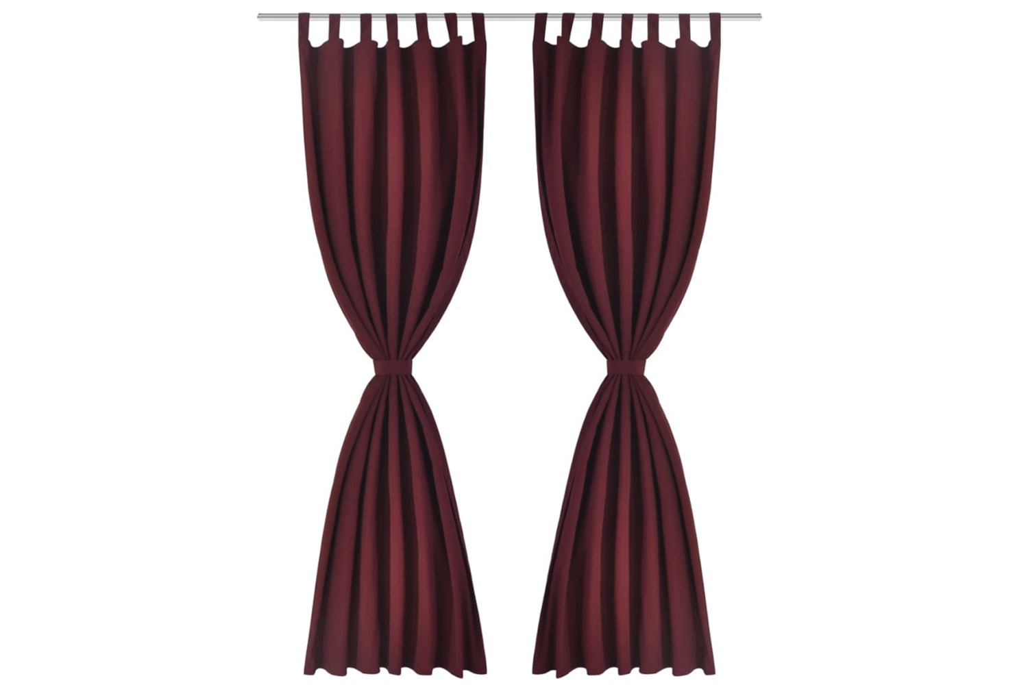 vidaXL 130364 2 Pcs Bordeaux Micro-satin Curtains With Loops 140 X 245cm-2