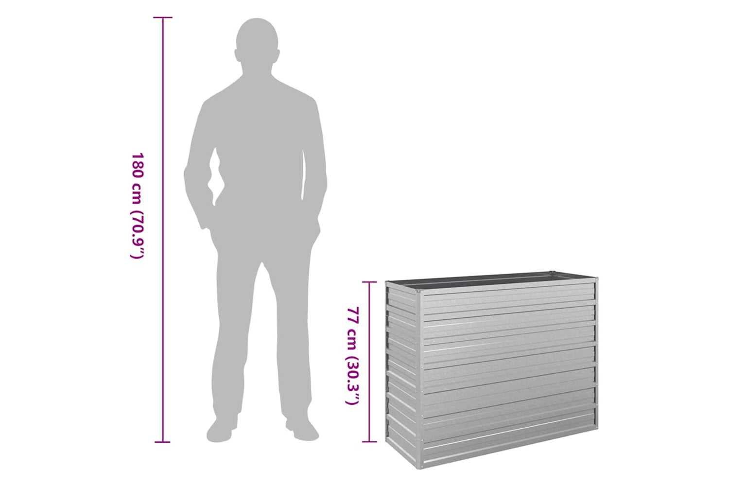 Vidaxl Garden Raised Bed 100x40x77 Cm Galvanized Steel Silver-7