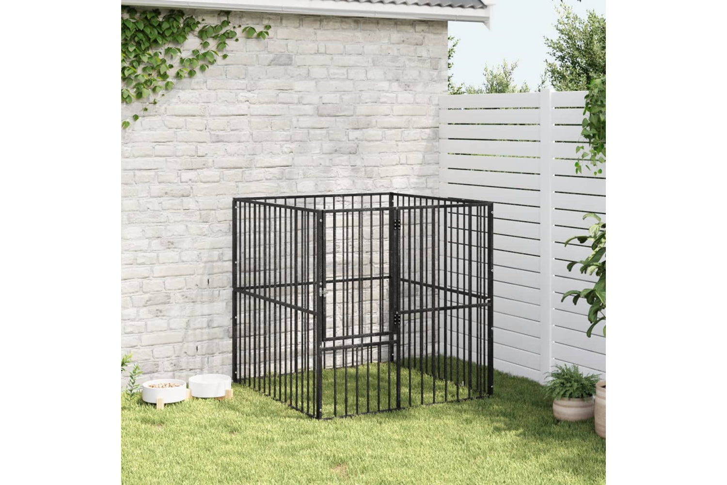 Vidaxl 172210 Dog Playpen 4 Panel Black Galvanised Steel-2
