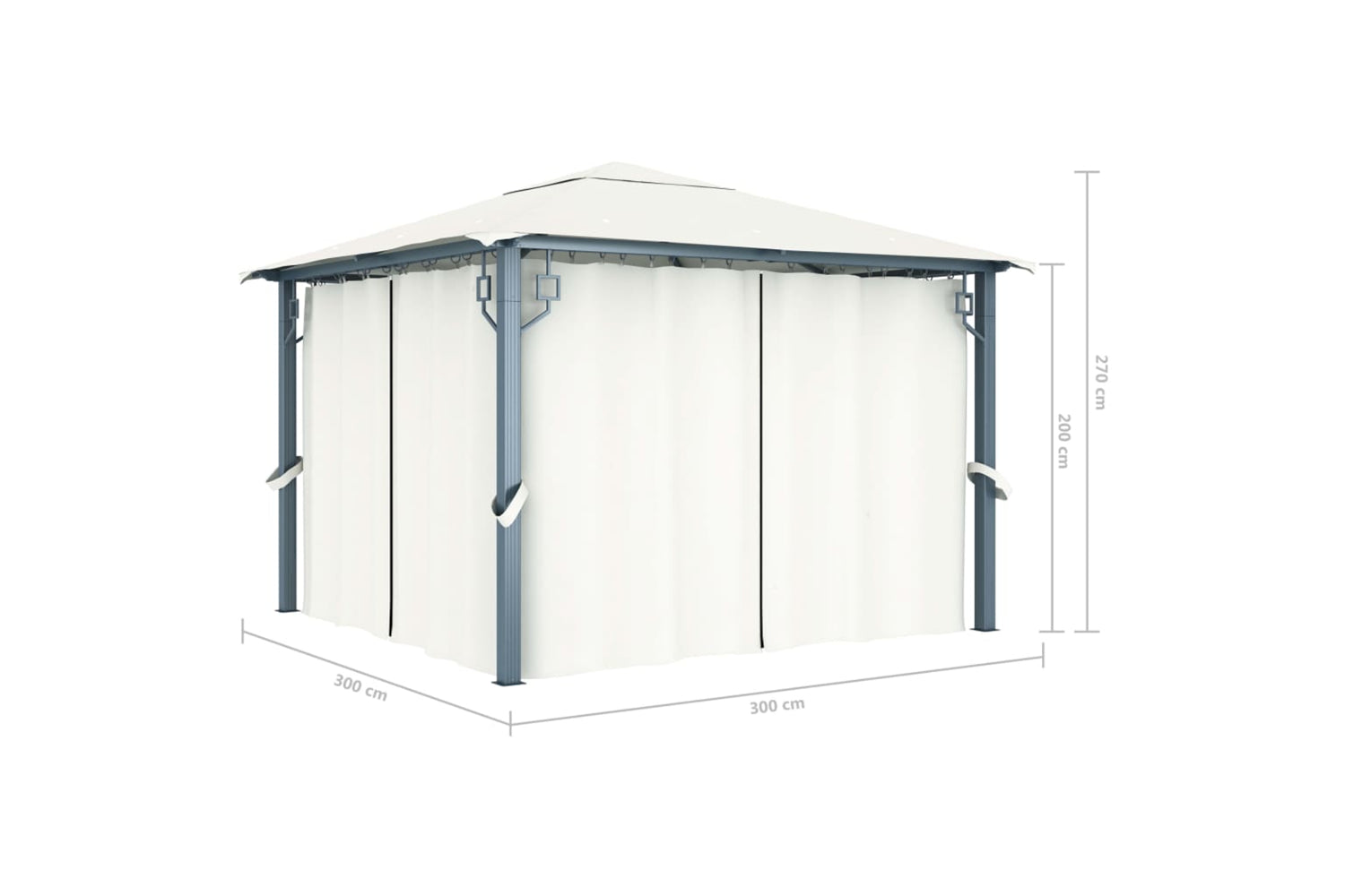 vidaXL 48042 Gazebo With Curtain 300x300cm Cream Aluminium-9