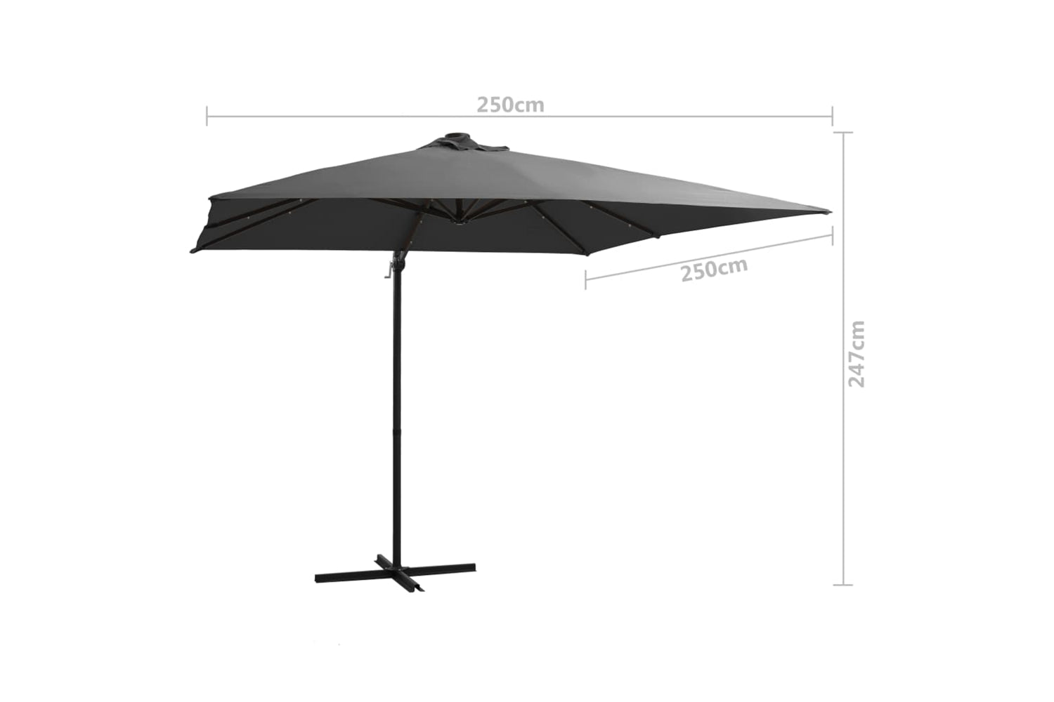 Vidaxl 46994 Cantilever Umbrella With Led Lights And Steel Pole 250x250 Cm Anthracite-9