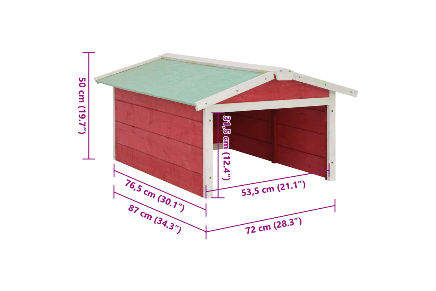 vidaXL 170881 Robotic Lawn Mower Garage 72x87x50cm Red And White Firwood-8