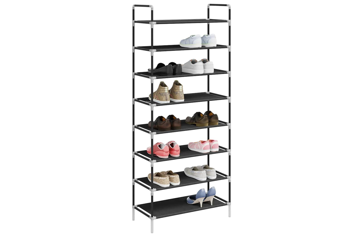 Vidaxl 245629 Shoe Rack With 8 Shelves Metal And Non-woven Fabric Black-2