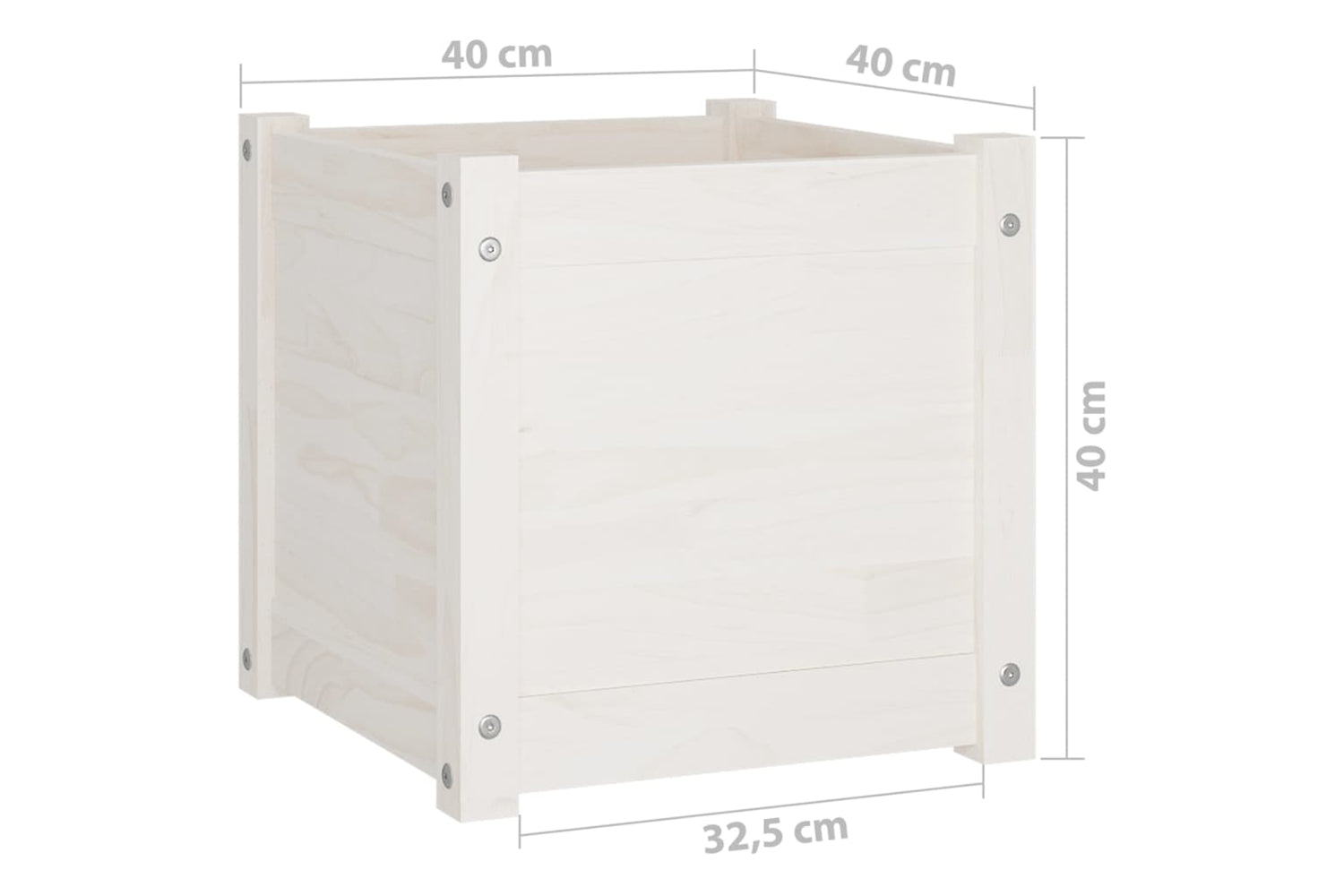 vidaXL 810536 Garden Planter White 40x40x40cm Solid Pinewood-7