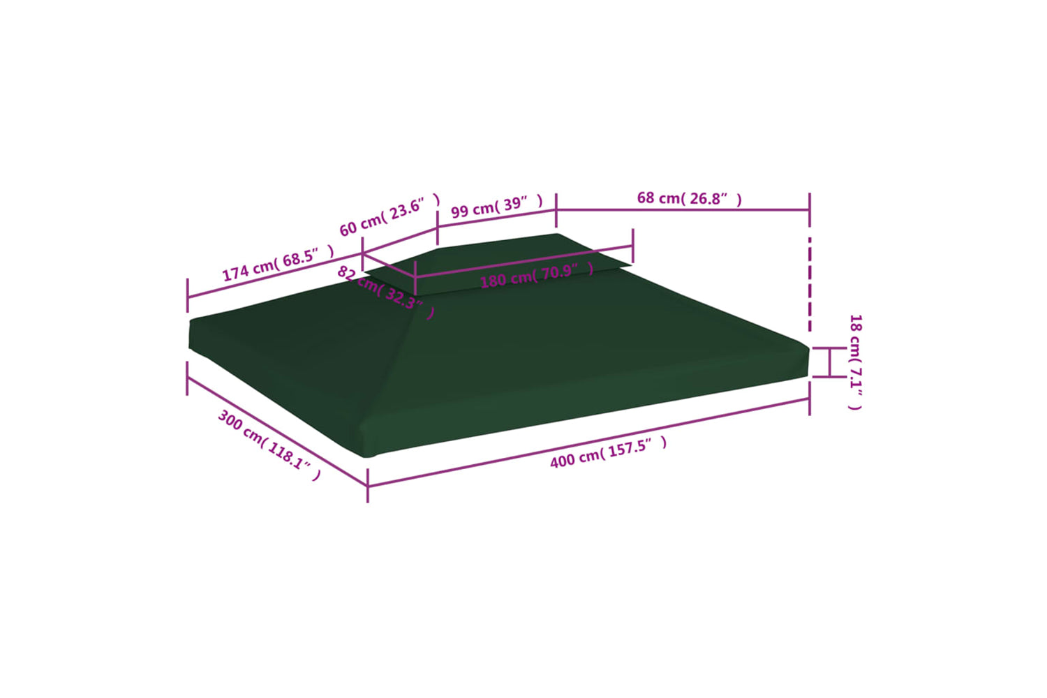 Vidaxl Gazebo Cover Canopy Replacement 310 G / M2 Green 3 X 4 M-6