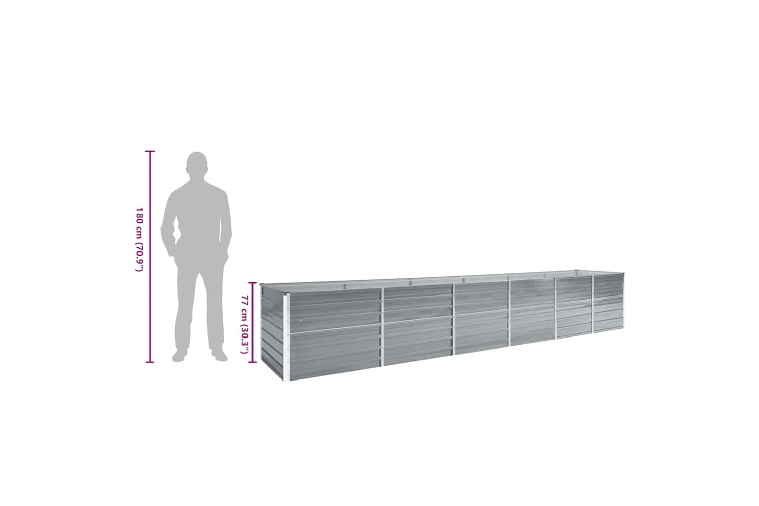 vidaXL 47068 Garden Raised Bed Galvanised Steel 480x80x77cm Grey-9