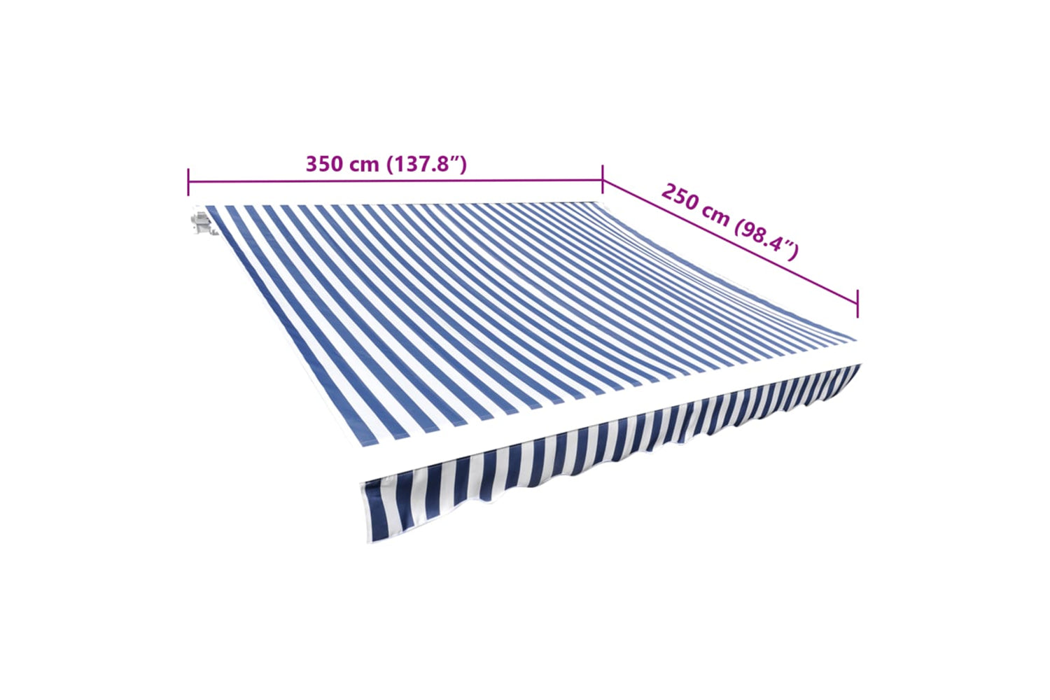 vidaXL 143699 Awning Top Sunshade Canvas Blue & White 350x250cm-5