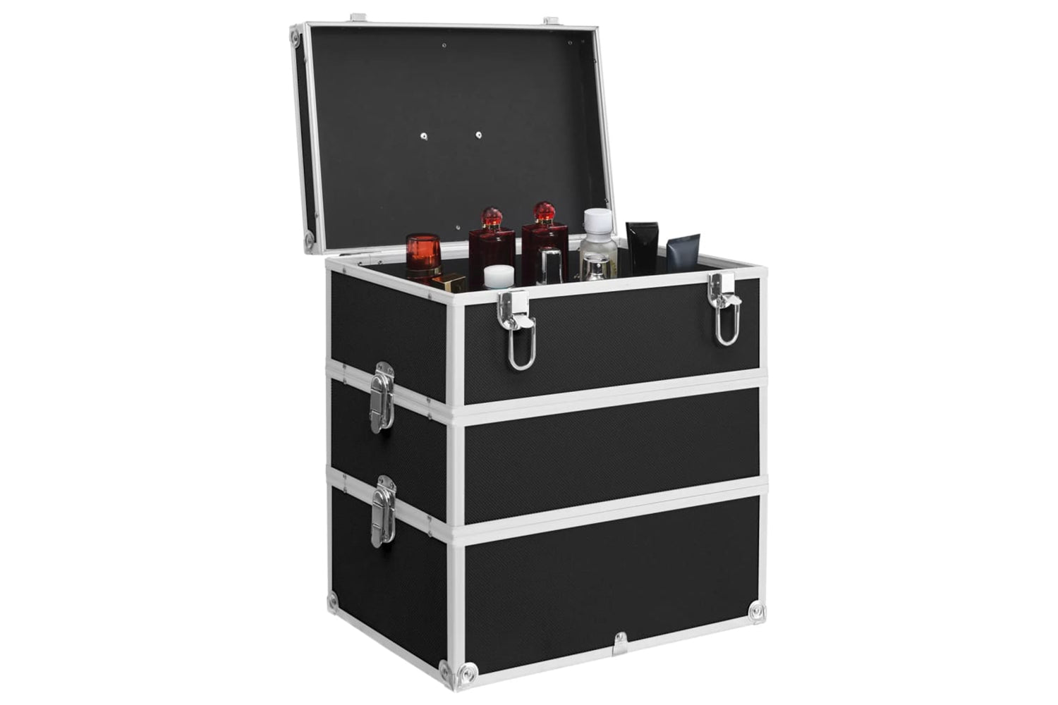 vidaXL 91840 Make-up Case 37x24x40cm Black Aluminium-2