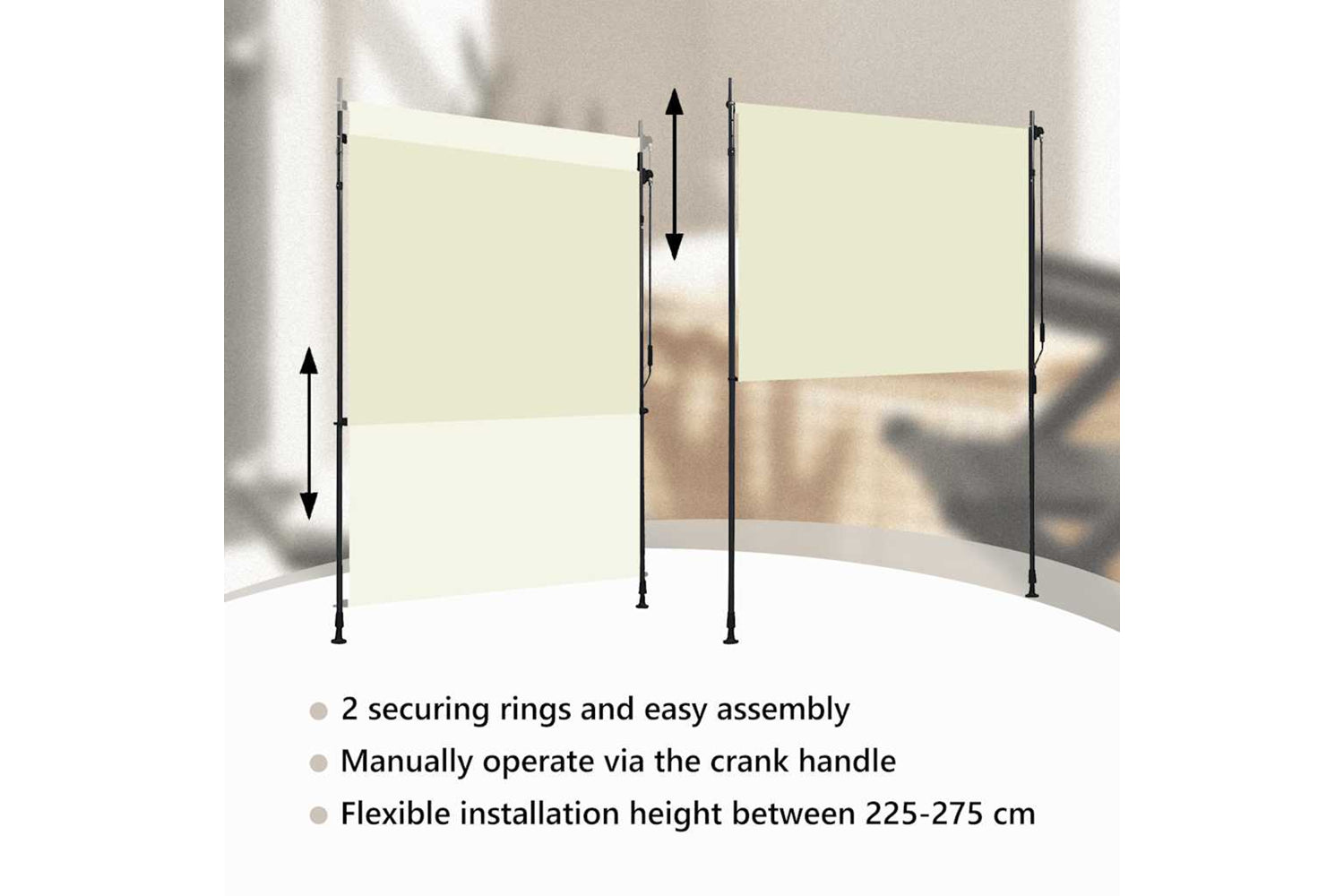 Vidaxl Outdoor Roller Blind 150x270 Cm Cream-9