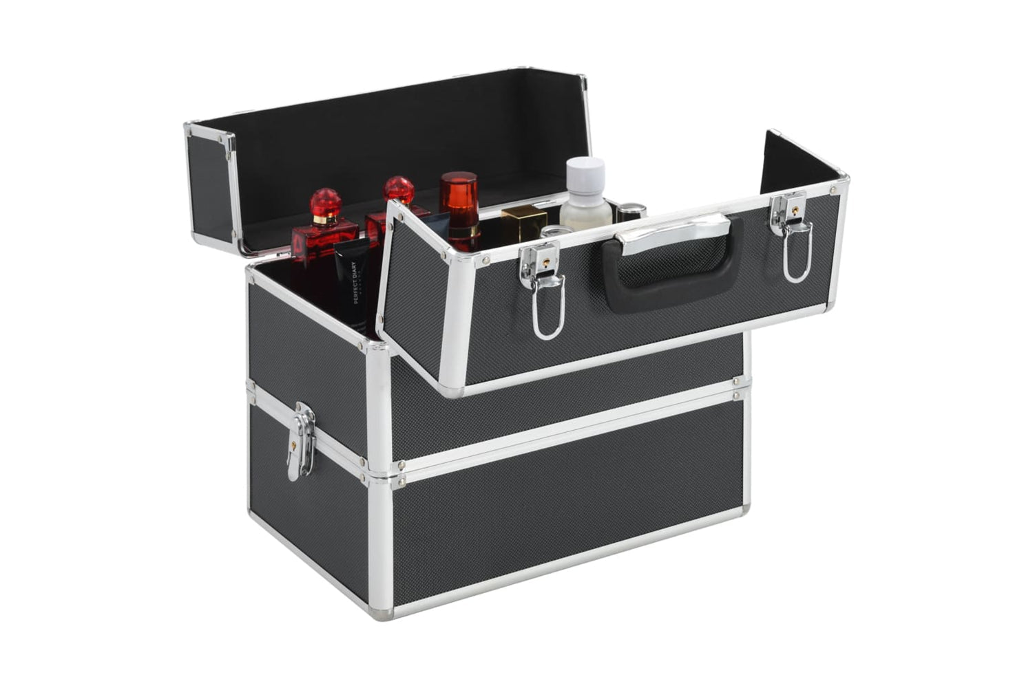 vidaXL 91837 Make-up Case 37x24x35cm Black Aluminium-4