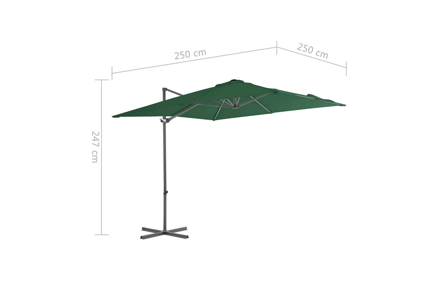 vidaXL 44625 Cantilever Umbrella With Steel Pole Green 250x250cm-9