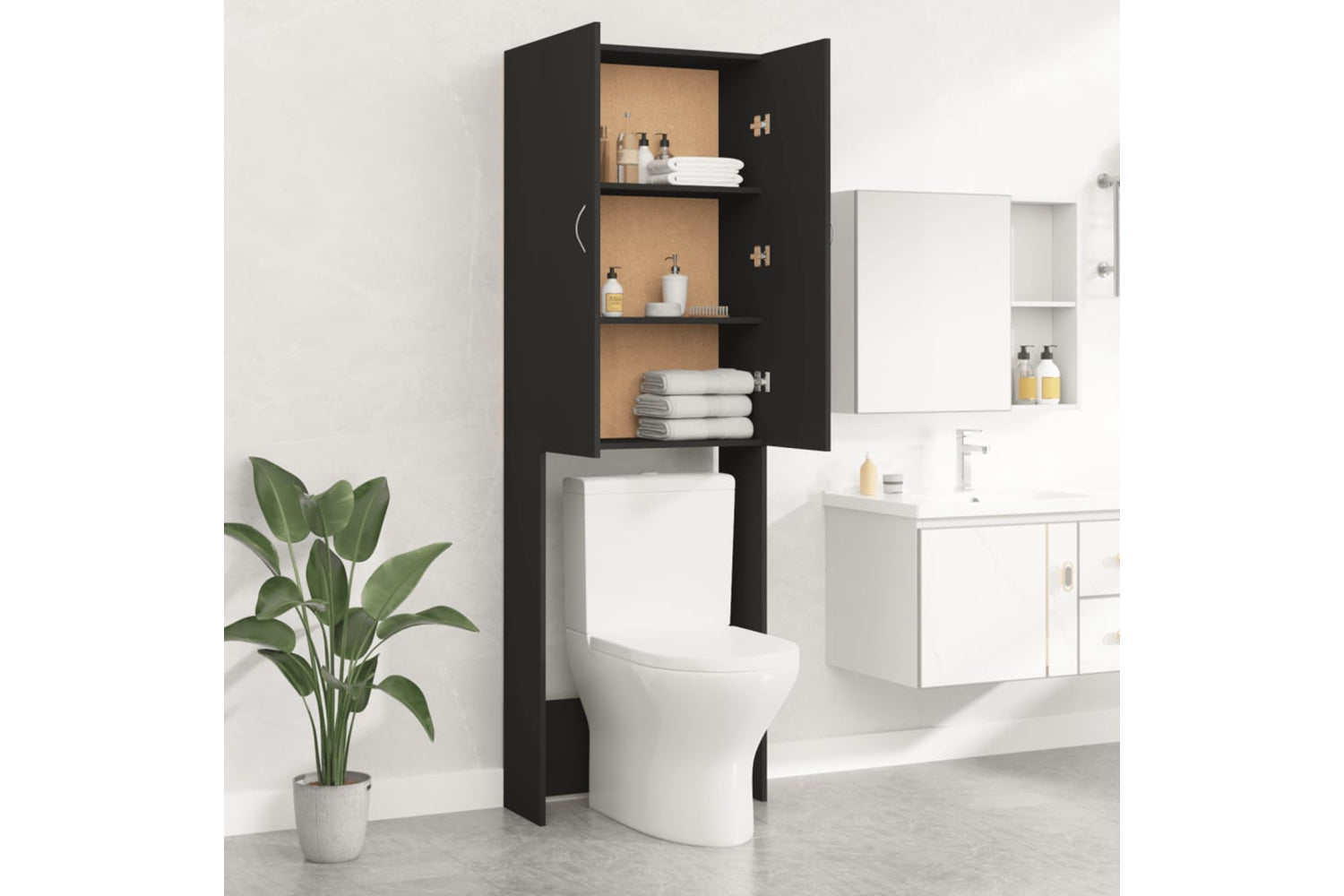 vidaXL Washing Machine Cabinet Black 64x25.5x190cm-7