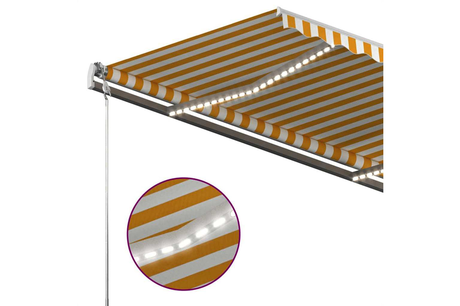 Vidaxl Manual Retractable Awning With Led 400x300 Cm Yellow And White-7