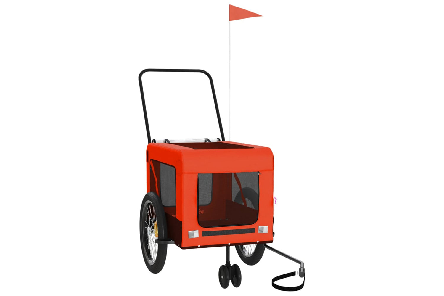 Vidaxl 93942 Pet Bike Trailer Orange And Black Oxford Fabric And Iron-3