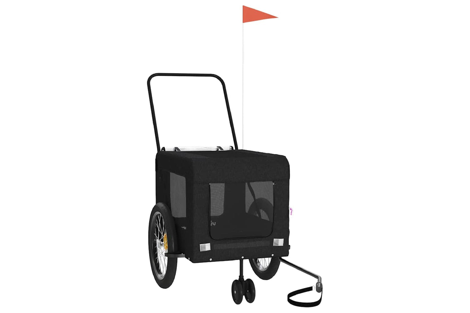 Vidaxl 93947 Pet Bike Trailer Black Oxford Fabric And Iron-3
