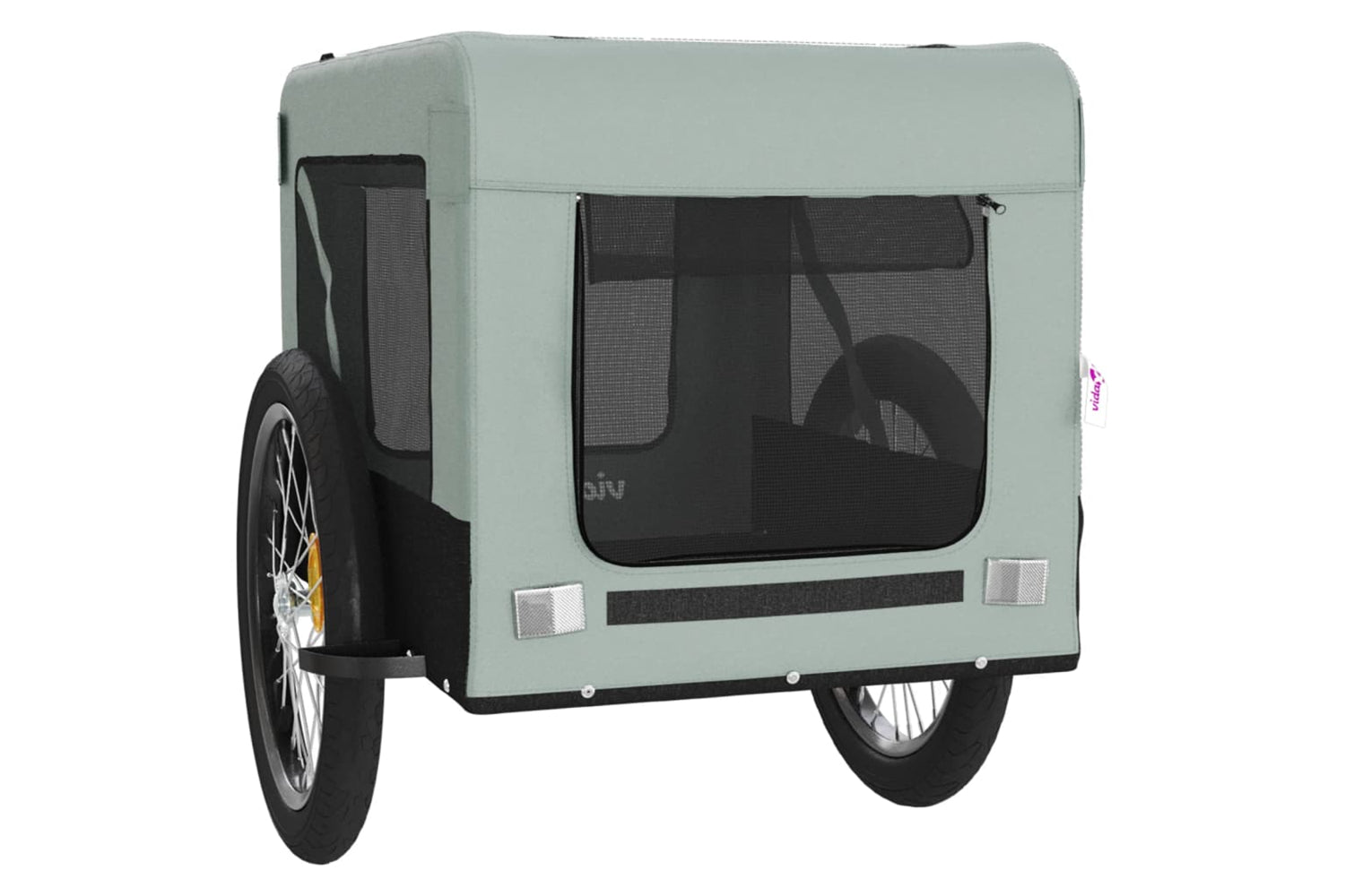 Vidaxl 93923 Pet Bike Trailer Grey And Black Oxford Fabric&iron-5
