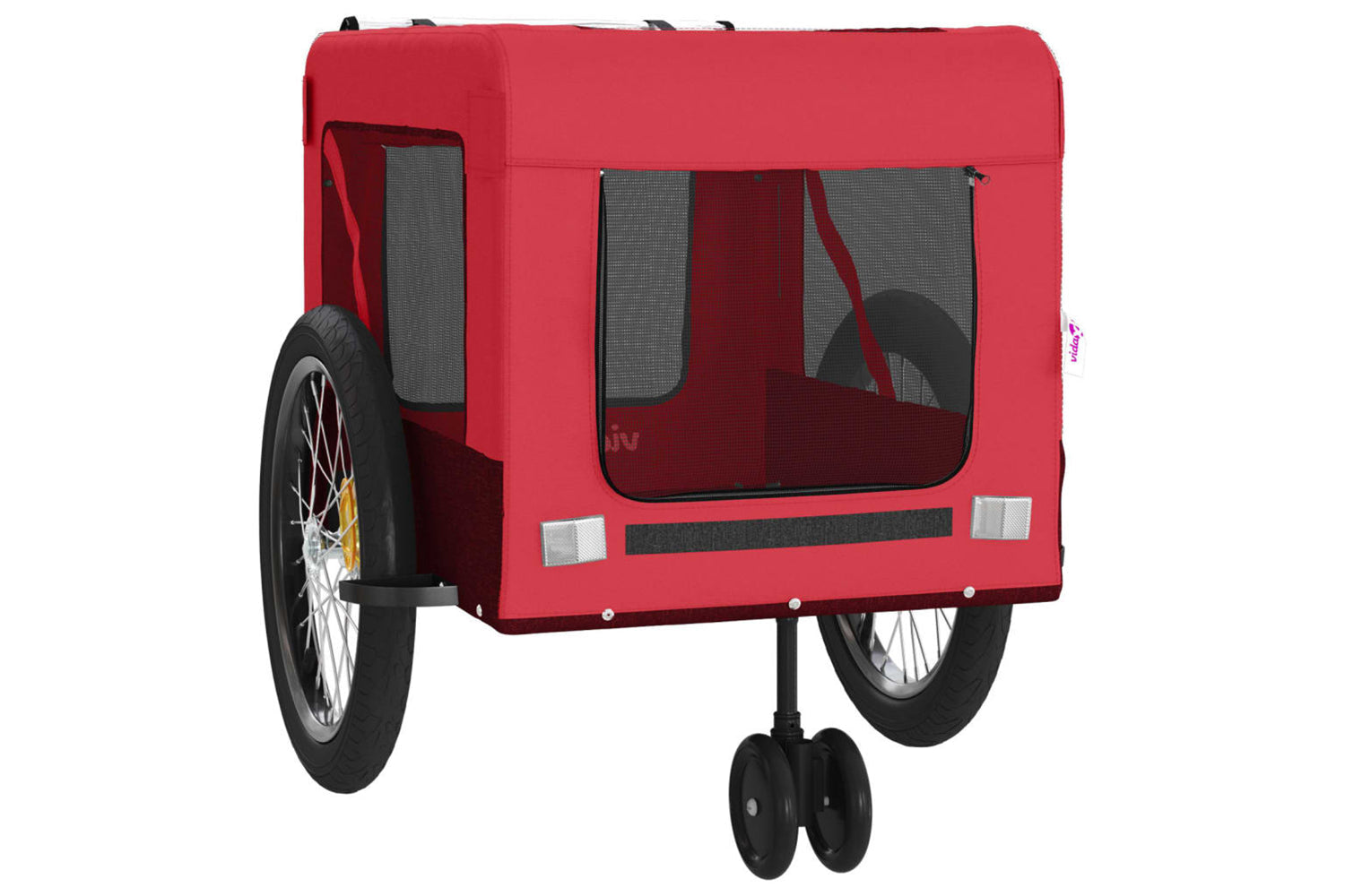 Vidaxl 93943 Pet Bike Trailer Red And Black Oxford Fabric And Iron-5