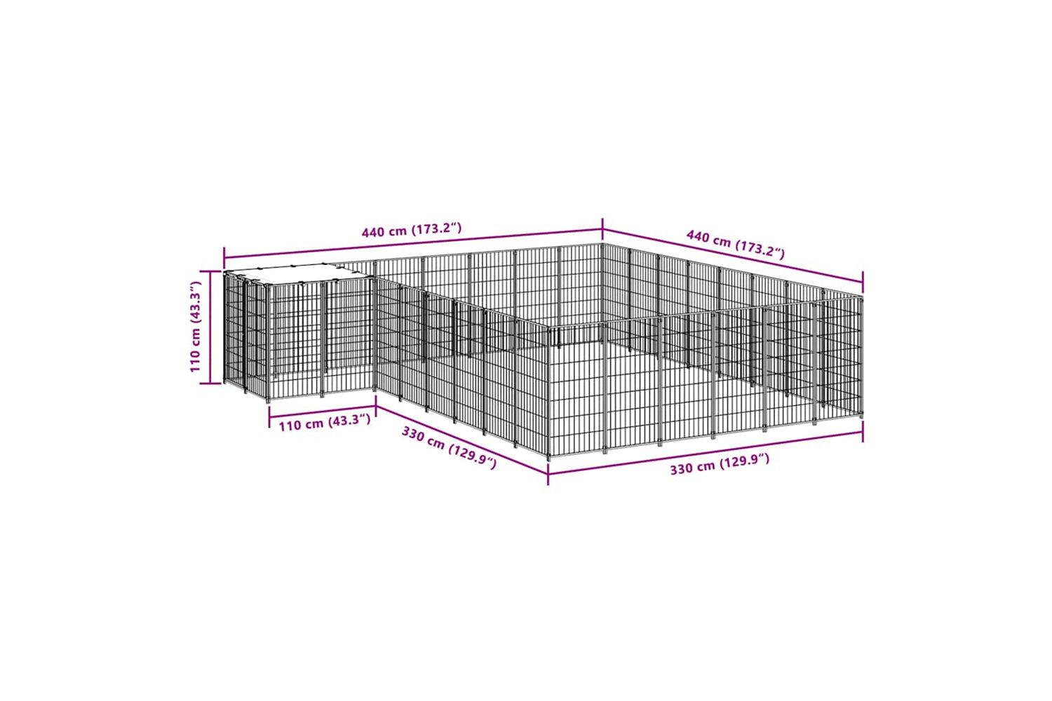 Vidaxl 3082233 Dog Kennel Silver 15.73 M2 Steel-6
