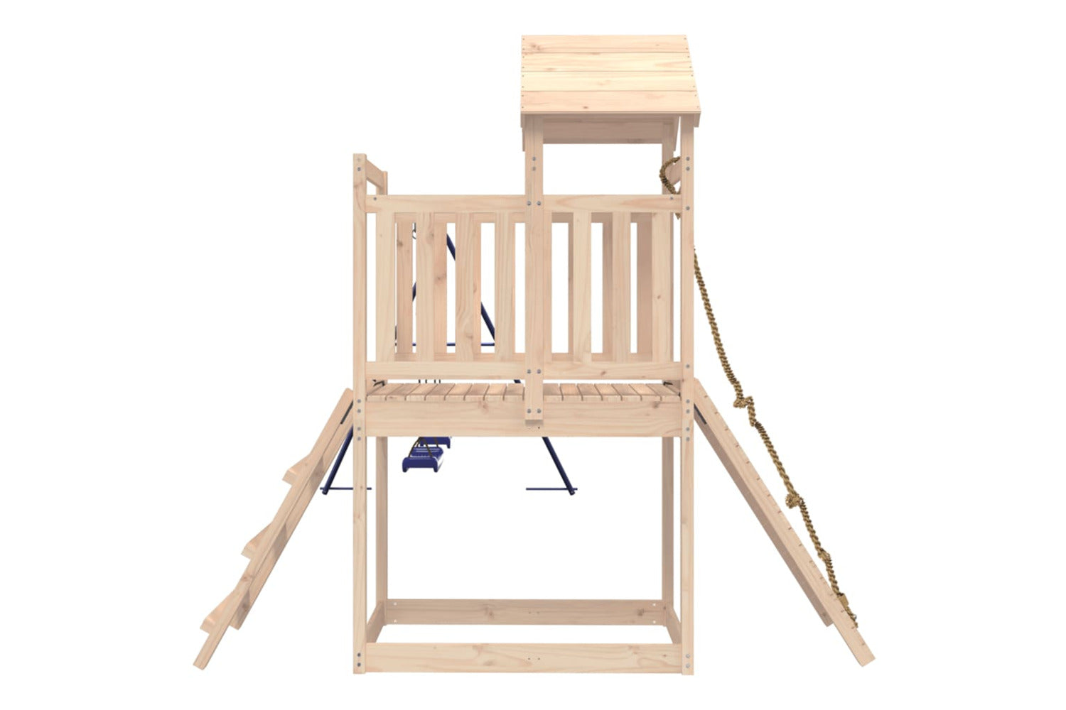 Vidaxl 3155873 Playhouse With Swings Climbing Wall Solid Wood Pine-5