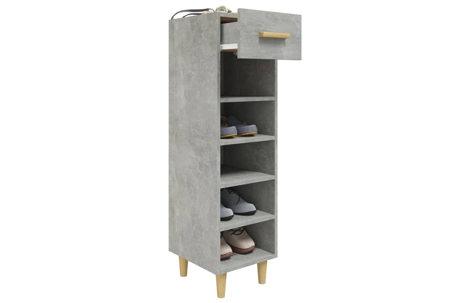 vidaXL 812802 Shoe Cabinet Concrete Grey 30x35x105cm Engineered Wood-6