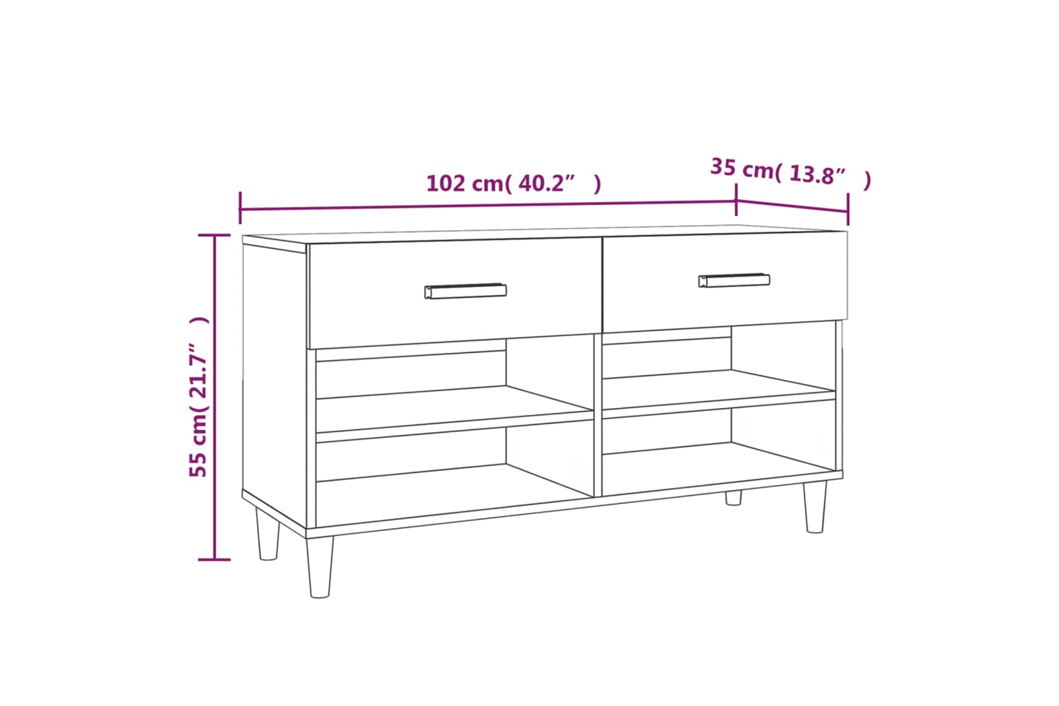vidaXL 812820 Shoe Cabinet Concrete Grey 102x35x55cm Engineered Wood-8