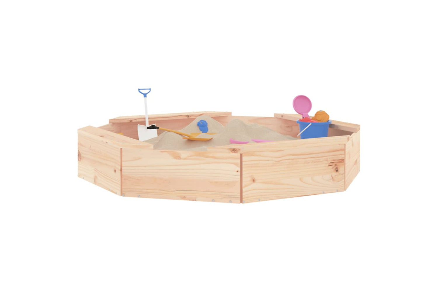 vidaXL 825009 Sandbox With Seats Octagon Solid Wood Pine-2