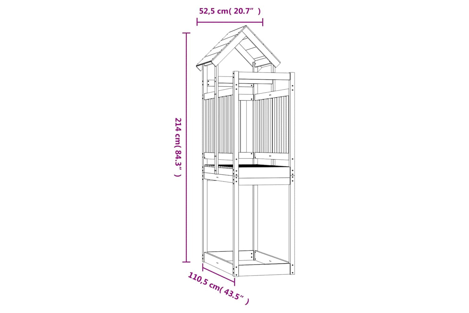 Vidaxl Play Tower 52.5x110.5x214 Cm Impregnated Wood Pine-8