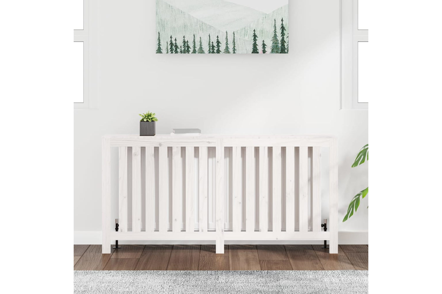 vidaXL 822582 Radiator Cover White 169x19x84cm Solid Wood Pine-2