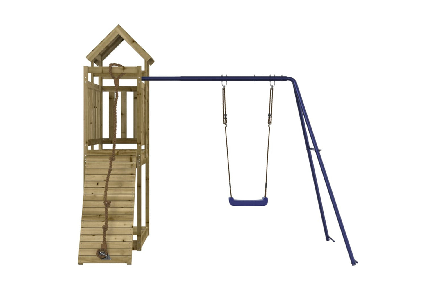 Vidaxl 3155968 Playhouse With Climbing Wall Swing Impregnated Wood Pine-4