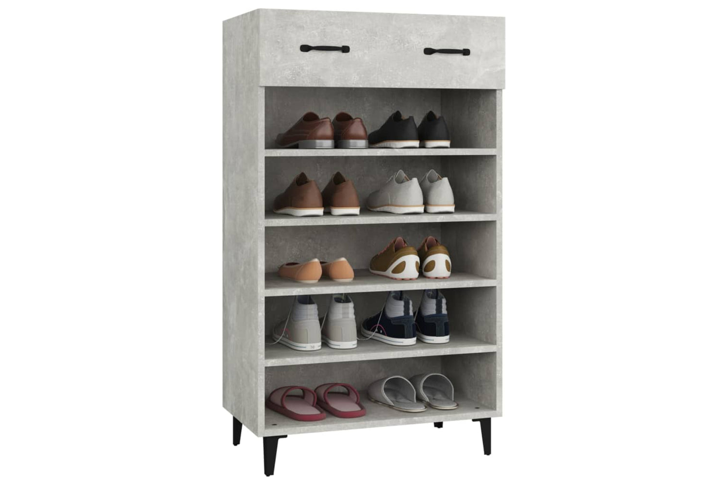 vidaXL 812793 Shoe Cabinet Concrete Grey 60x35x105cm Engineered Wood-4