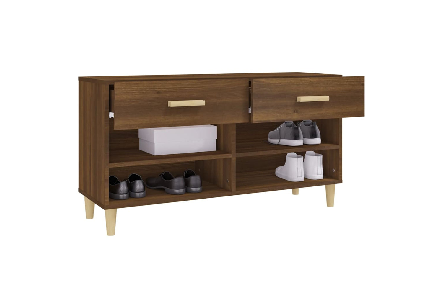 vidaXL 817569 Shoe Cabinet Brown Oak 102x35x55cm Engineered Wood-4