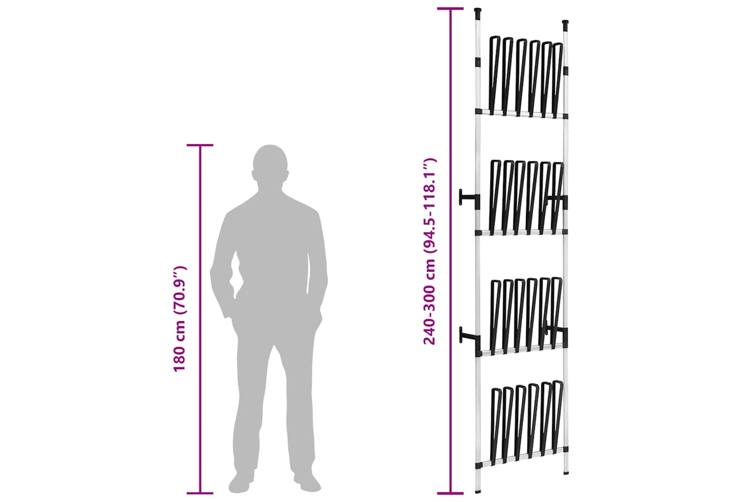 Vidaxl 321110 Telescopic Boot Rack With Rods Aluminium-8