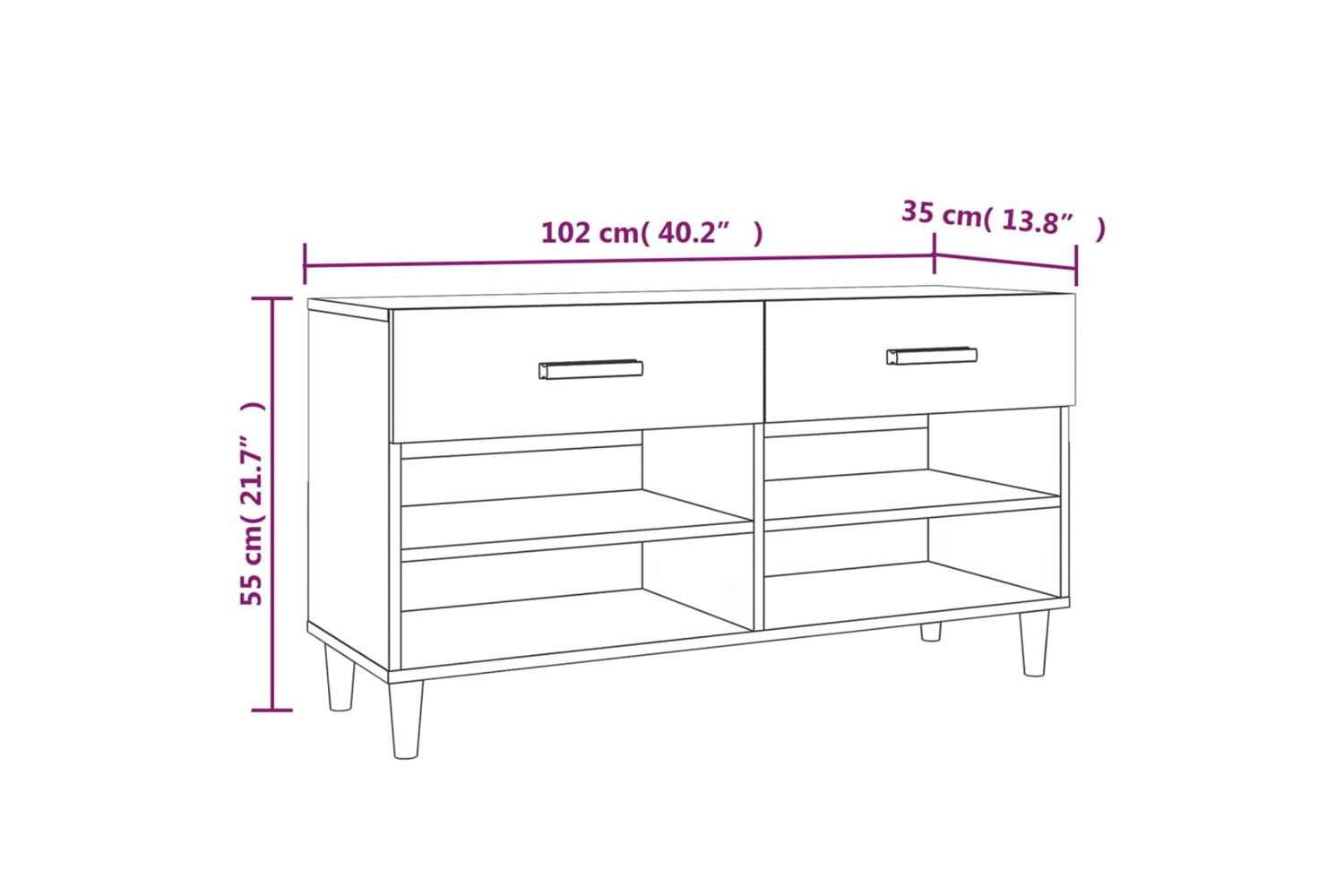 vidaXL 817567 Shoe Cabinet Smoked Oak 102x35x55cm Engineered Wood-8