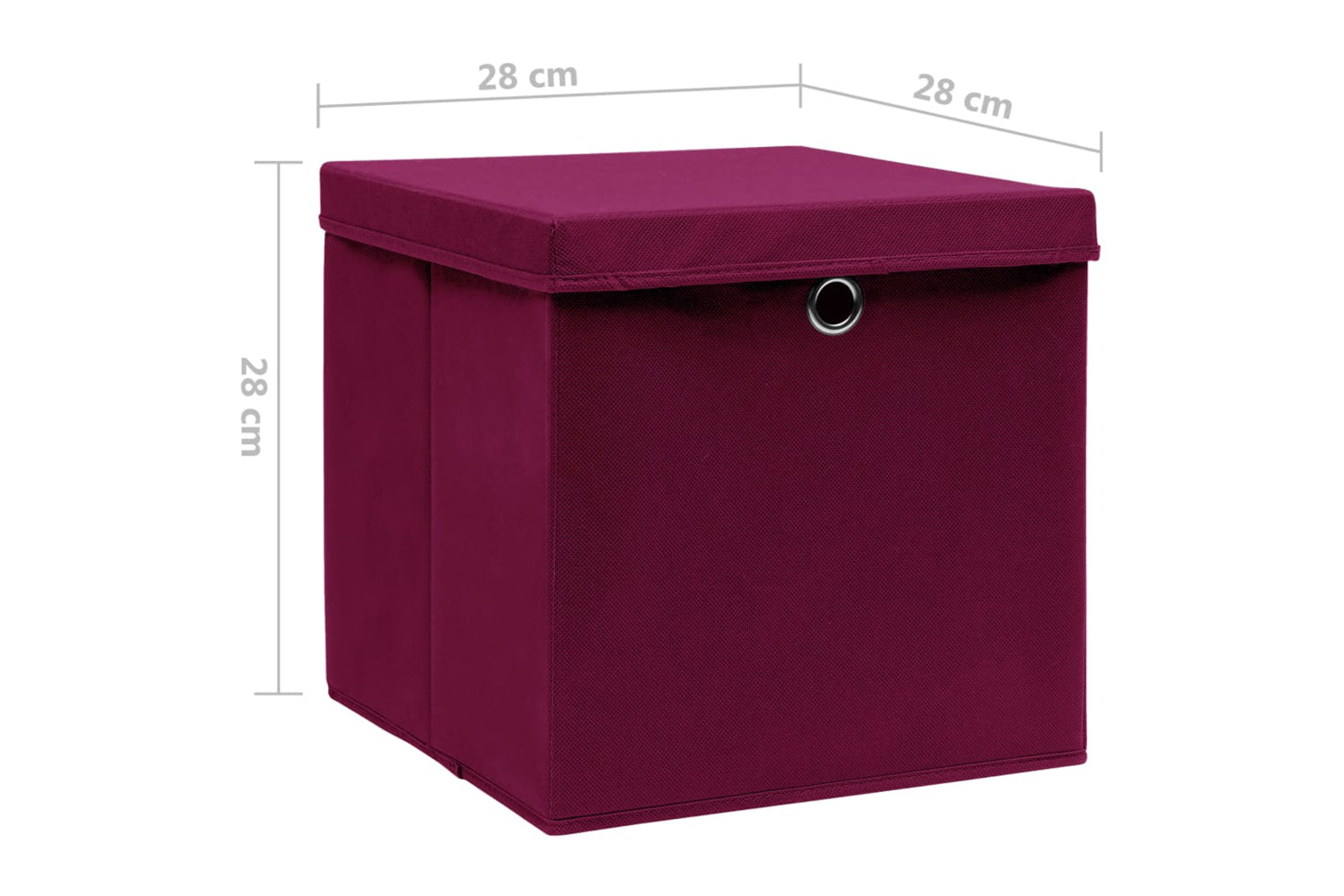 vidaXL 325200 Storage Boxes With Covers 4 Pcs 28x28x28cm Dark Red-6