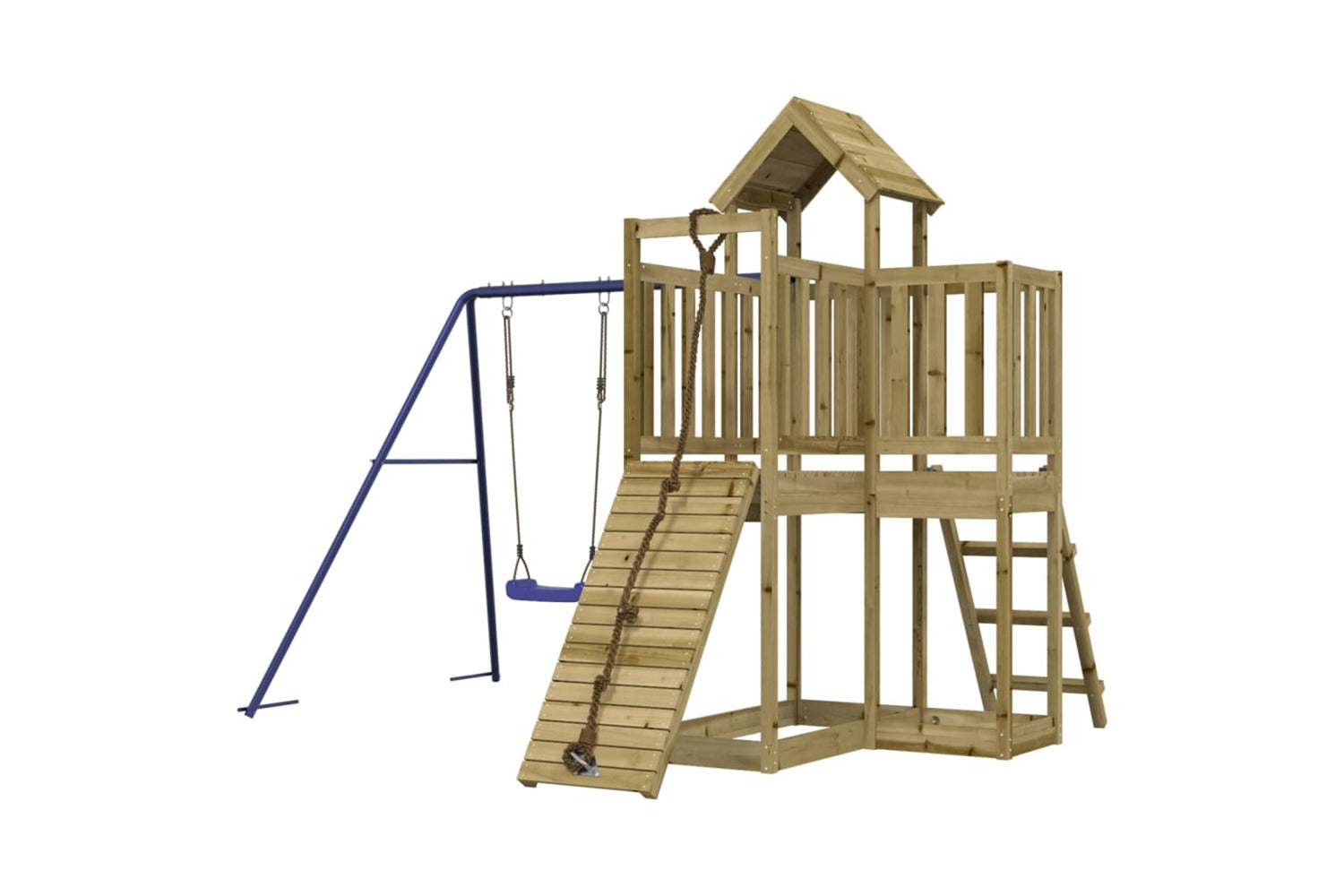 Vidaxl 3155836 Playhouse With Climbing Wall Swing Impregnated Wood Pine-3