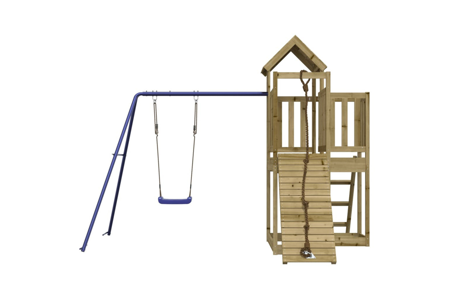 Vidaxl 3155836 Playhouse With Climbing Wall Swing Impregnated Wood Pine-4