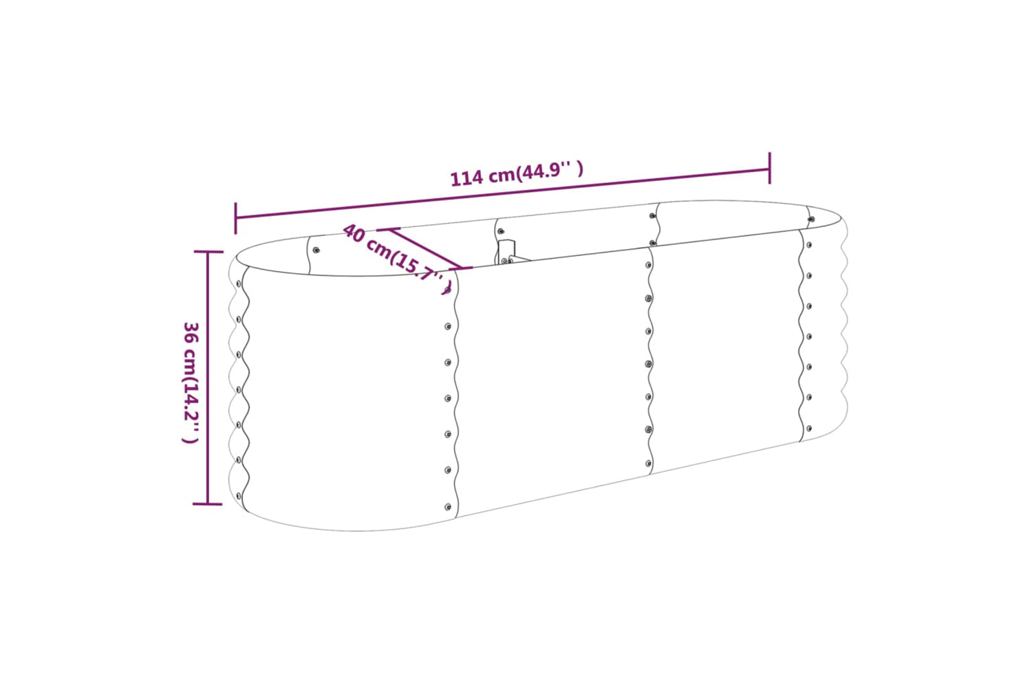vidaXL 318867 Garden Raised Bed Powder-coated Steel 114x40x36cm Silver-5