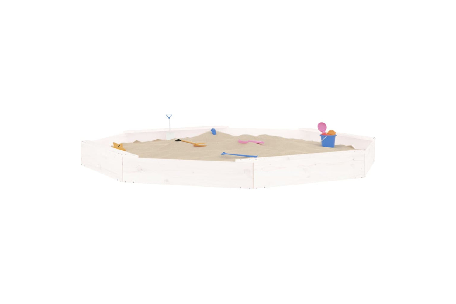 vidaXL 825024 Sandbox With Seats White Octagon Solid Wood Pine-2