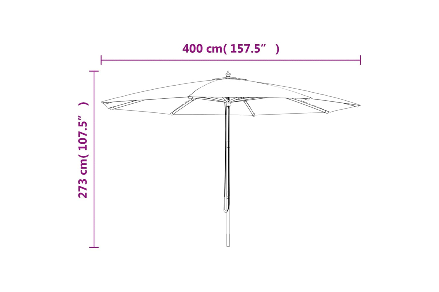vidaXL 363177 Garden Parasol With Wooden Pole Anthracite 400x273cm-7