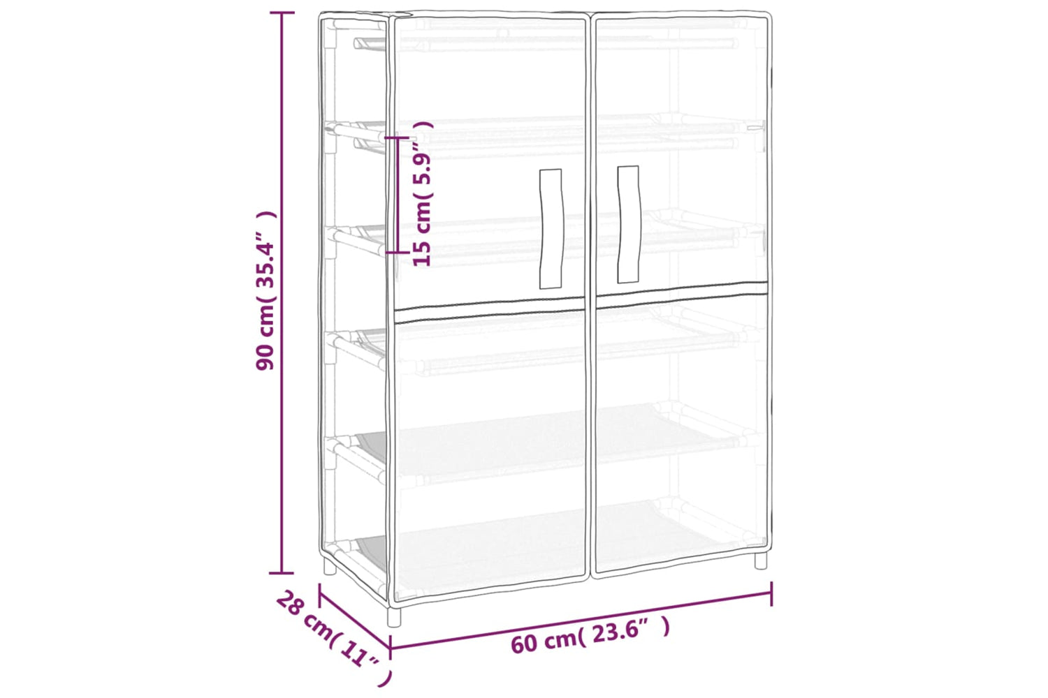vidaXL 337263 Shoe Cabinet Cream 60x28x90cm Fabric-7