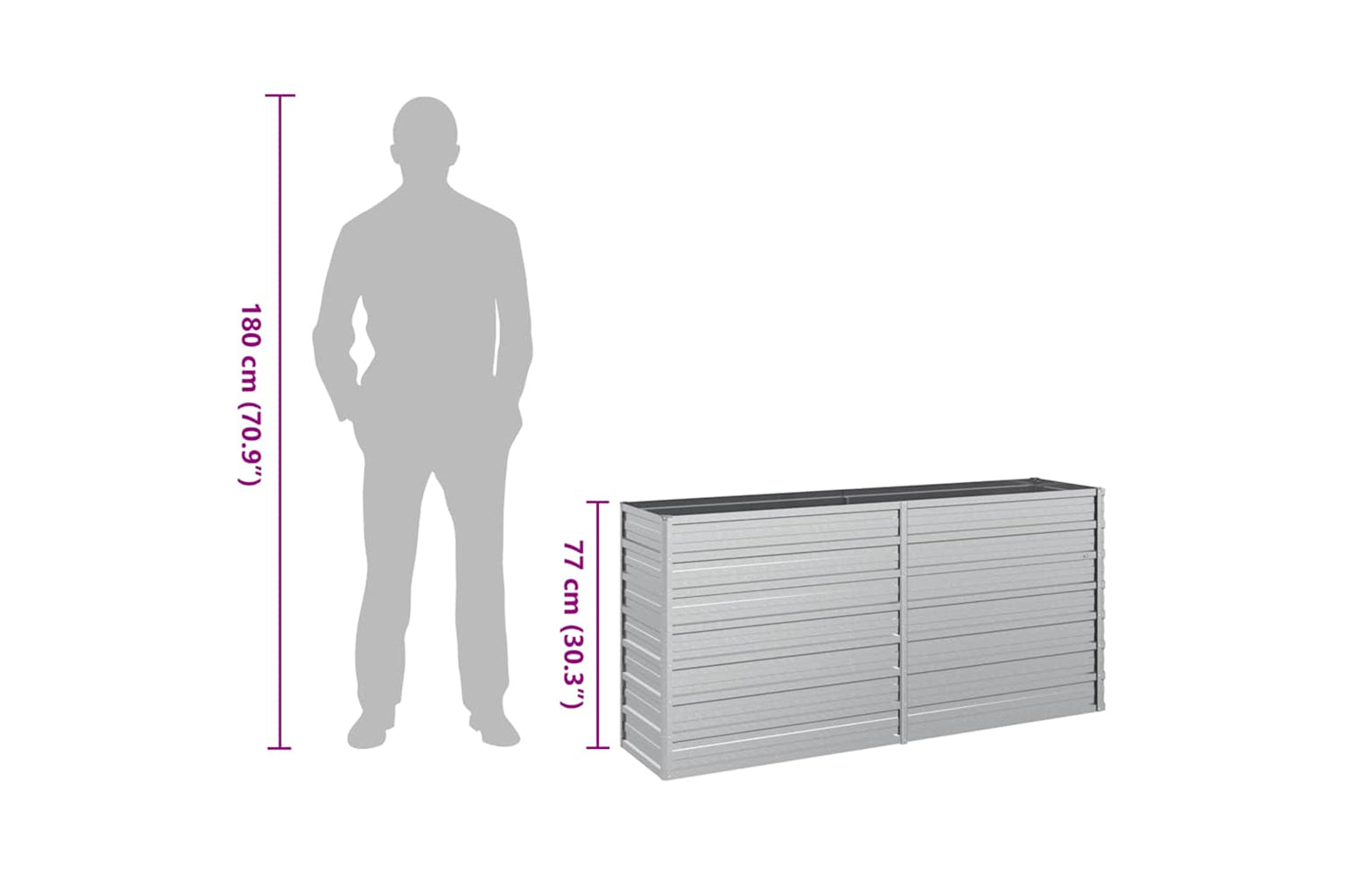 Vidaxl Garden Raised Bed 160x40x77 Cm Galvanized Steel Silver-7
