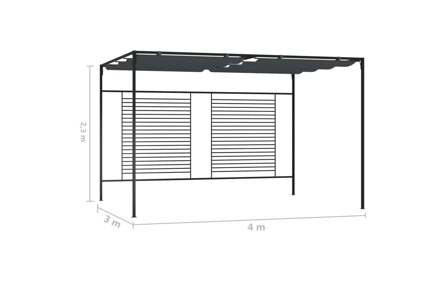Vidaxl 313625 Gazebo With Retractable Roof 4x3x2.3 M Anthracite 180 G/mâ²-7