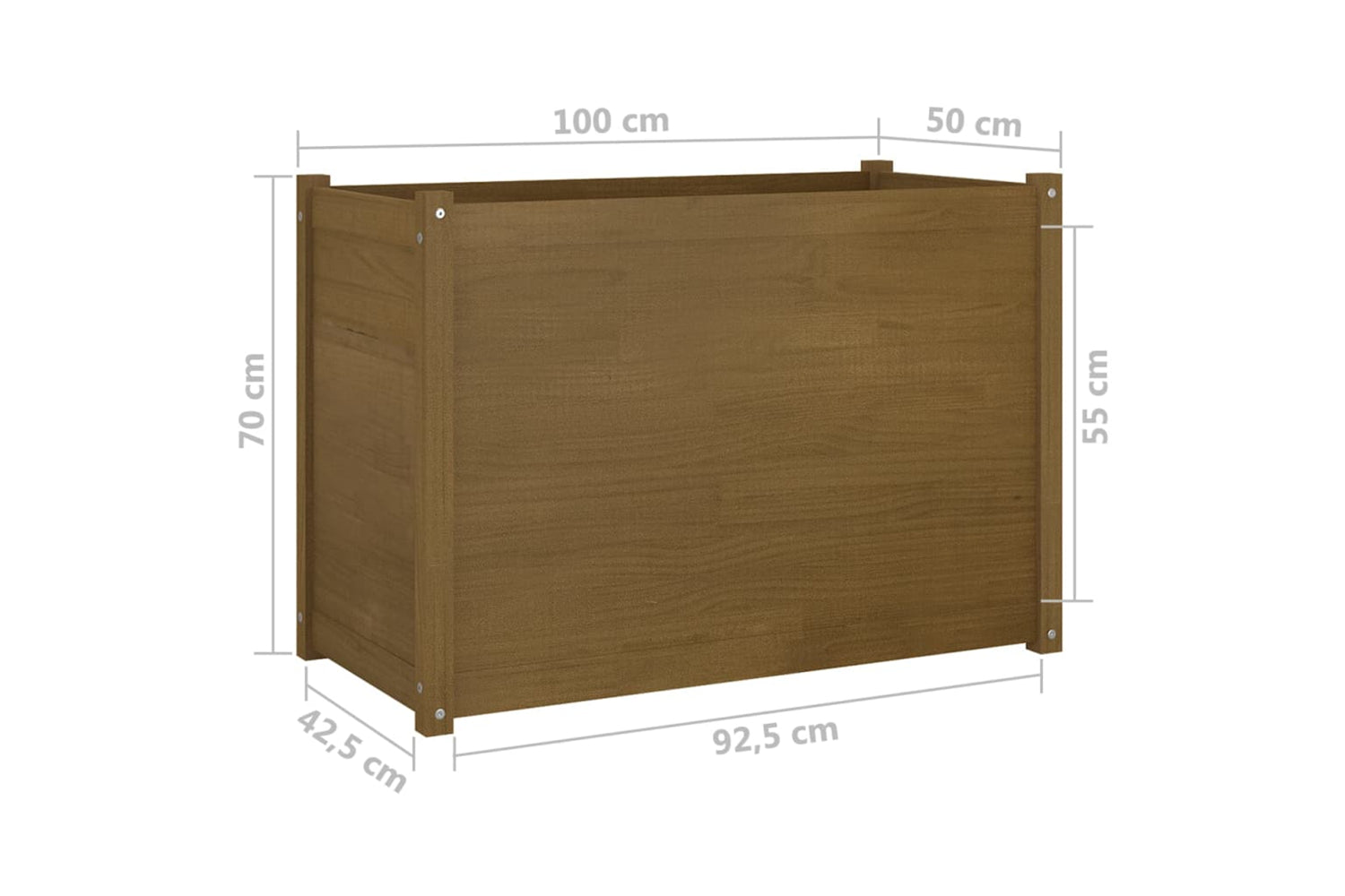 vidaXL 810737 Garden Planter Honey Brown 100x50x70cm Solid Pinewood-7