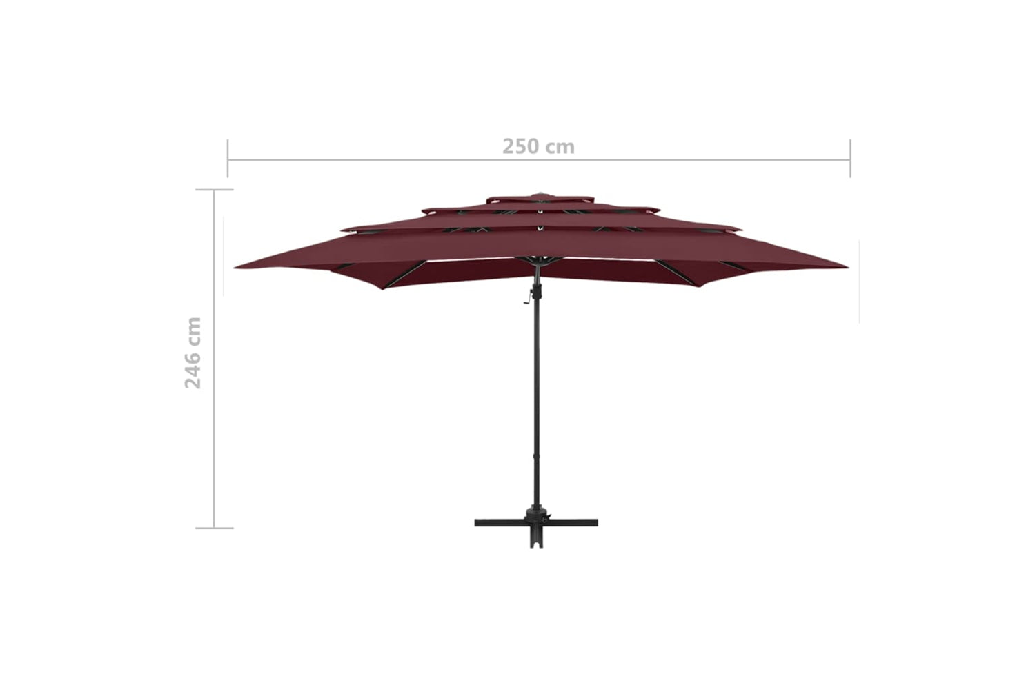 vidaXL 313824 4-tier Parasol With Aluminium Pole Bordeaux Red 250x250cm-9