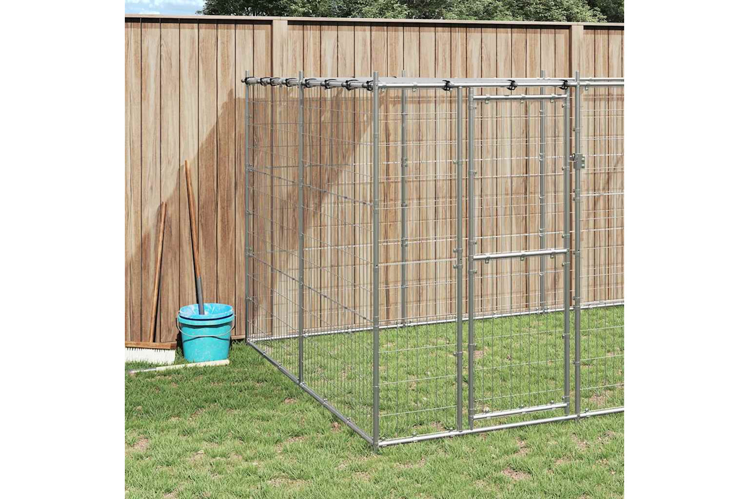 Vidaxl 3082303 Outdoor Dog Kennel Galvanised Steel With Roof 7.26 M2-2
